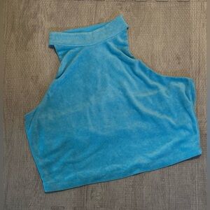 Fabletics Terry Aqua Blue  Crop Tank Top